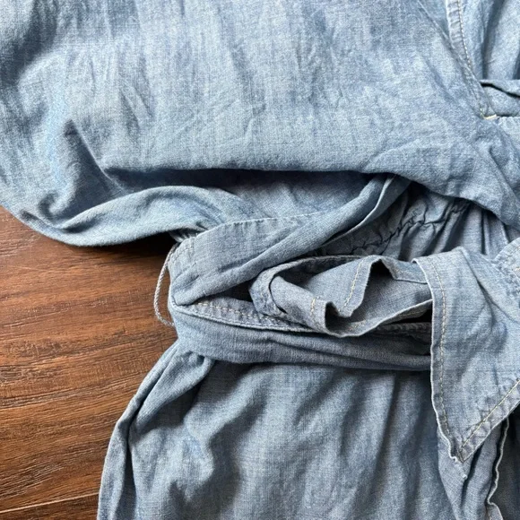 Lauren Ralph Lauren Blue Belted Chambray Wrap Jumpsuit - Picture 12 of 16